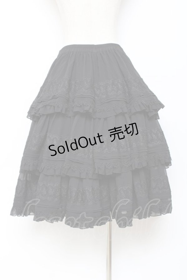 画像2: Hoshibako Works / 七色ワルツチュールフリルアンダースカート  黒 Y-25-10-28-149-LO-SK-SZ-ZY (2)