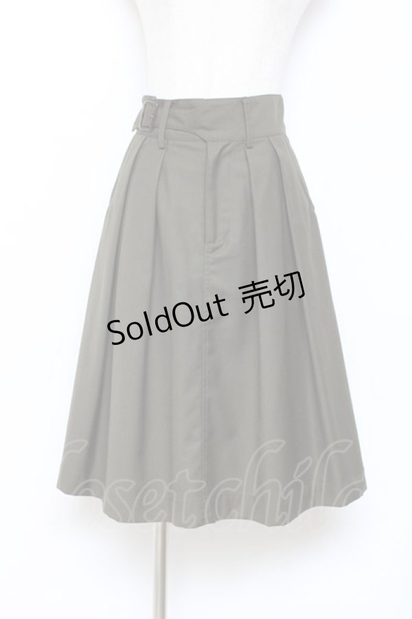 画像1: F i.n.t / サイドバックルベルトタックスカート F グリーン Y-25-10-28-150-CA-SK-SZ-ZY (1)