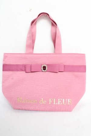 画像: Maison de FLEUR / ピンクピンクピンクリボンビジュートートバッグ F ピンク Y-25-10-28-042-LO-BG-SZ-ZY