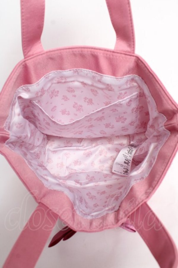 画像3: Maison de FLEUR / ピンクピンクピンクリボンビジュートートバッグ F ピンク Y-25-10-28-042-LO-BG-SZ-ZY (3)