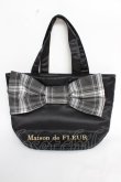 画像1: Maison de FLEUR / チェックリボンサテントートバッグ F ブラック Y-25-10-28-043-LO-BG-SZ-ZY (1)