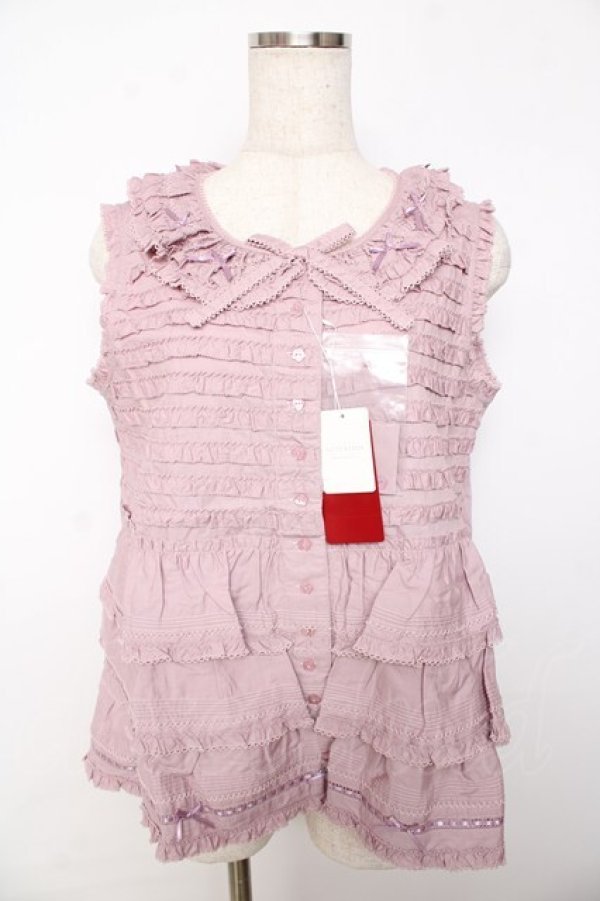 画像1: PINK HOUSE / フリル使いノースリーブブラウス F ラベンダー Y-25-10-31-027-LO-BL-AS-ZY (1)