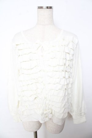 画像: PINK HOUSE / フリルニットカーディガン F 白 Y-25-10-31-029-LO-TO-AS-ZY