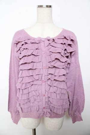 画像: PINK HOUSE / フリルニットカーディガン F パープル Y-25-10-31-030-LO-TO-SZ-ZY