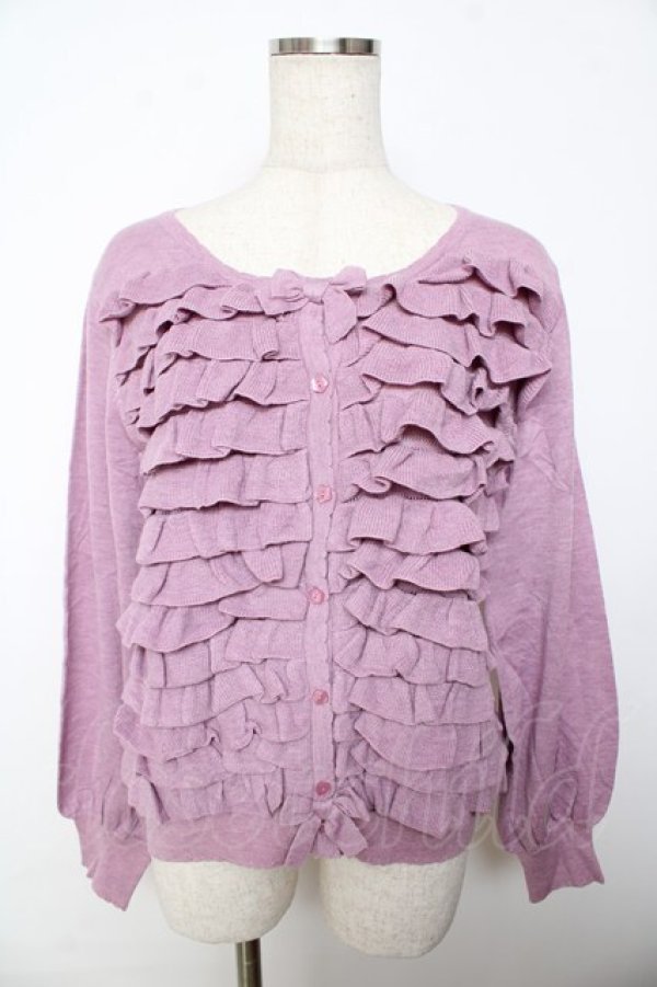 画像1: PINK HOUSE / フリルニットカーディガン F パープル Y-25-10-31-030-LO-TO-SZ-ZY (1)