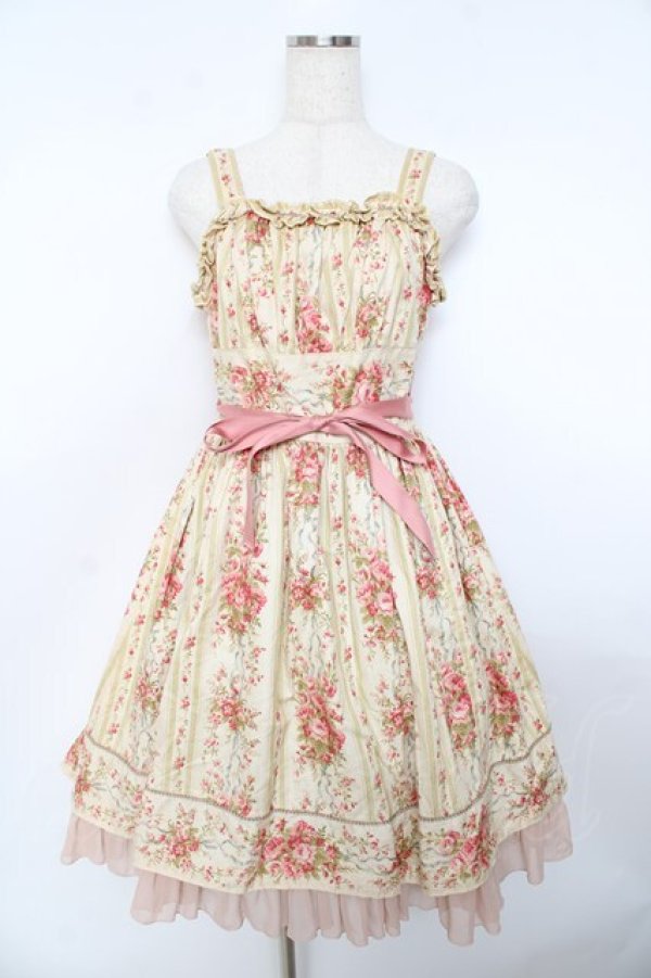 画像1: Victorian maiden / ストライプローズリボンドレス  ミント Y-25-10-31-034-CL-OP-AS-ZY (1)