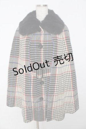 画像: Lois CRAYON / 襟ファーツイードケープコート  アイボリー Y-25-10-31-042-LO-CO-SZ-ZY