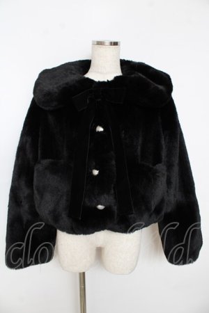 画像: Angelic Pretty / Ladyファーショートコート  黒 Y-25-10-31-047-AP-CO-SZ-ZY