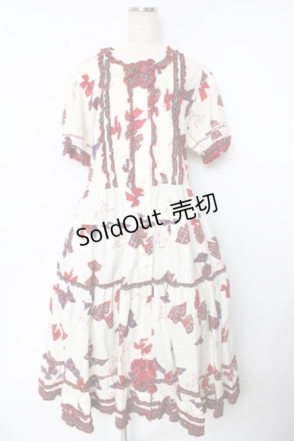 画像1: PINK HOUSE / リボンプリントワンピース F アイボリー Y-25-10-31-053-LO-OP-AS-ZY (1)