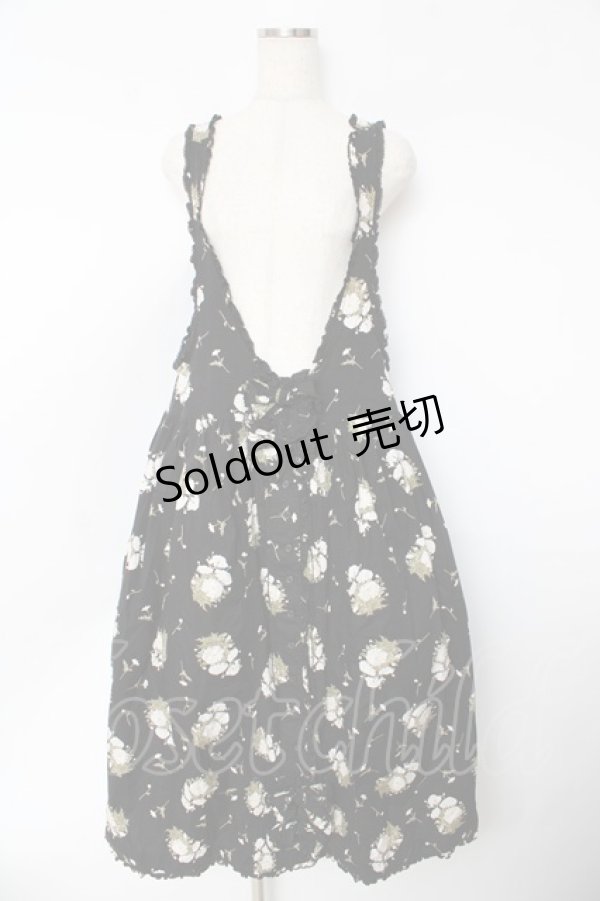 画像1: PINK HOUSE / ひな菊柄ジャンパースカート F 黒 Y-25-10-31-059-LO-OP-SZ-ZY (1)