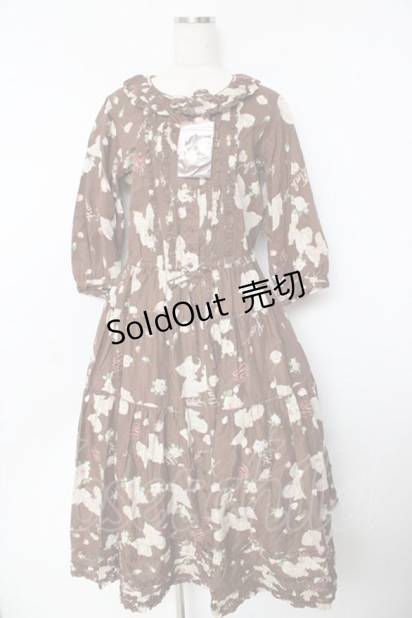 画像1: PINK HOUSE / ロージーローズプリントワンピース F ブラウン Y-25-10-31-064-LO-OP-AS-ZY (1)