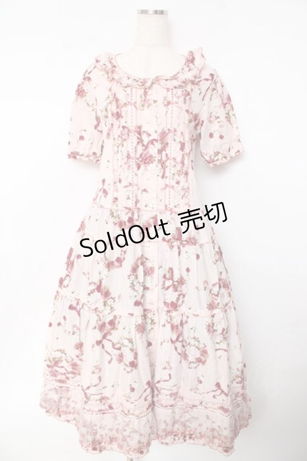 画像1: PINK HOUSE / ローズリースプリントワンピース F ピンク Y-25-10-31-066-LO-OP-SZ-ZY (1)