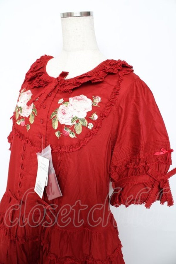 画像3: PINK HOUSE / Berry Rose刺繍入りパッチワーク風ワンピース F 赤 Y-25-10-31-069-LO-OP-AS-ZY (3)