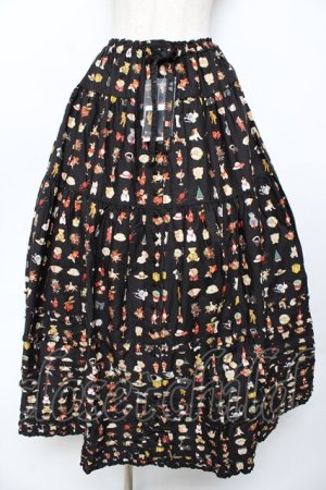 画像: PINK HOUSE / Pink House Favoritesプリントスカート F 黒 Y-25-10-31-074-LO-SK-SZ-ZY