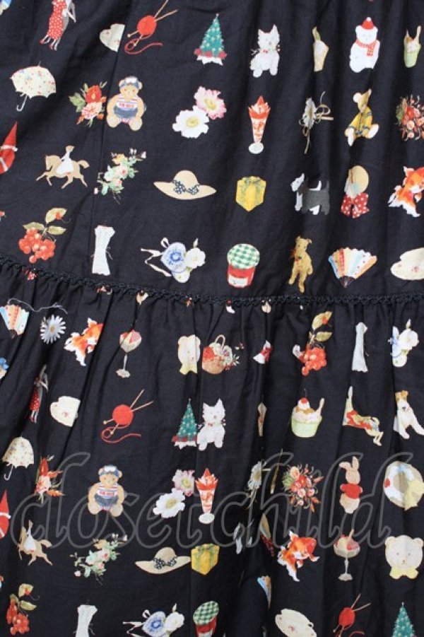 画像3: PINK HOUSE / Pink House Favoritesプリントスカート F 黒 Y-25-10-31-074-LO-SK-SZ-ZY (3)