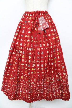 画像: PINK HOUSE / Pink House Favoritesプリントスカート F 赤 Y-25-10-31-075-LO-SK-SZ-ZY