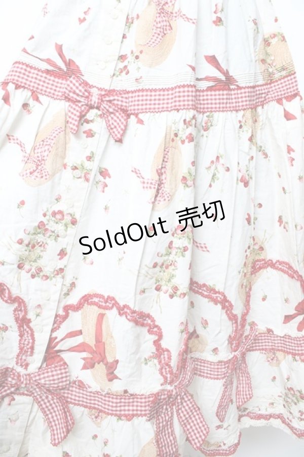 画像3: PINK HOUSE / Straw-berry Hatプリントパッチワークスカート F サックス Y-25-10-31-078-LO-SK-SZ-ZY (3)