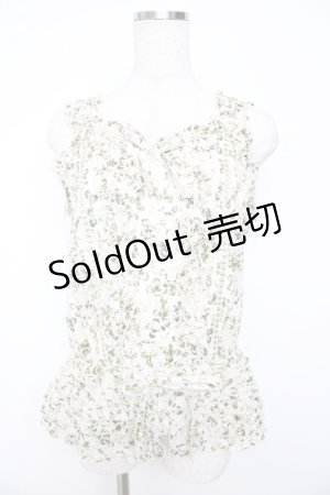 画像: PINK HOUSE / White Cloverプリントノースリーブブラウス F ホワイト Y-25-10-31-080-LO-BL-AS-ZY