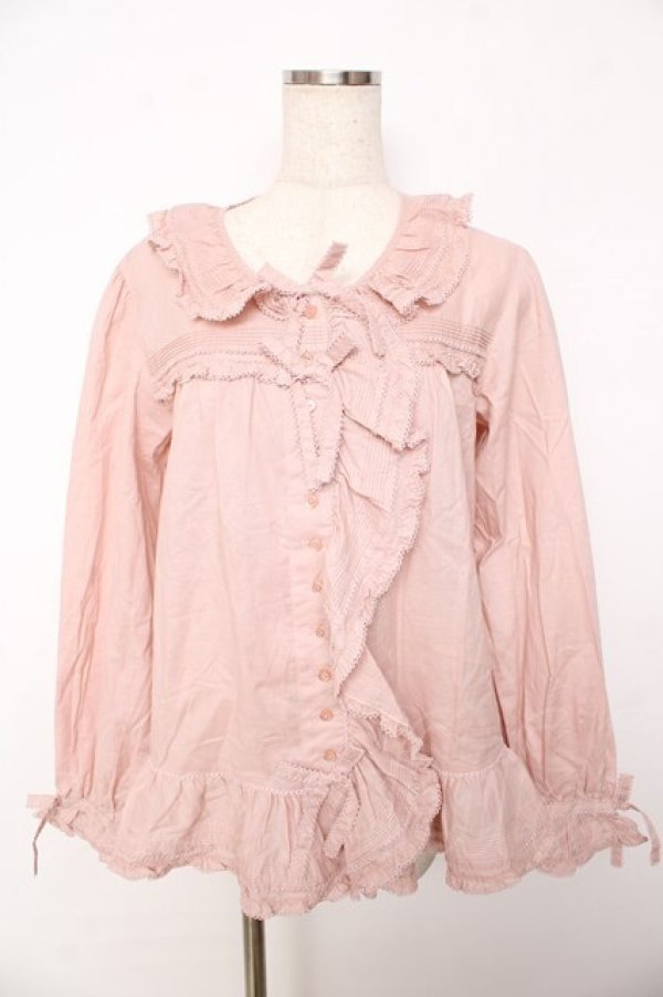 画像1: PINK HOUSE / ローンフリルオーバーブラウス F ピンク Y-25-10-31-025-LO-BL-AS-ZY (1)