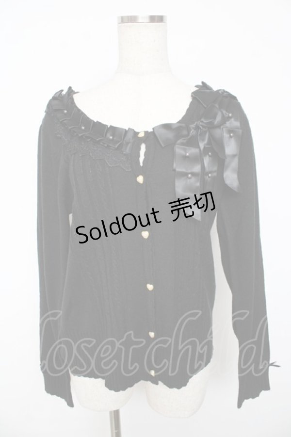 画像1: axes femme POETIQUE / フェミニンリボンカーディガン  黒 Y-25-11-01-052-AX-TO-AS-ZY (1)