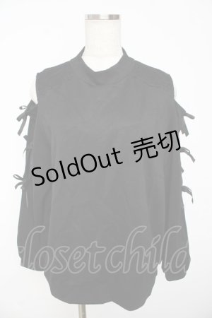 画像: axes femme / 肩あきリボンデザインプルオーバー  黒 Y-25-11-01-053-AX-TO-SZ-ZY