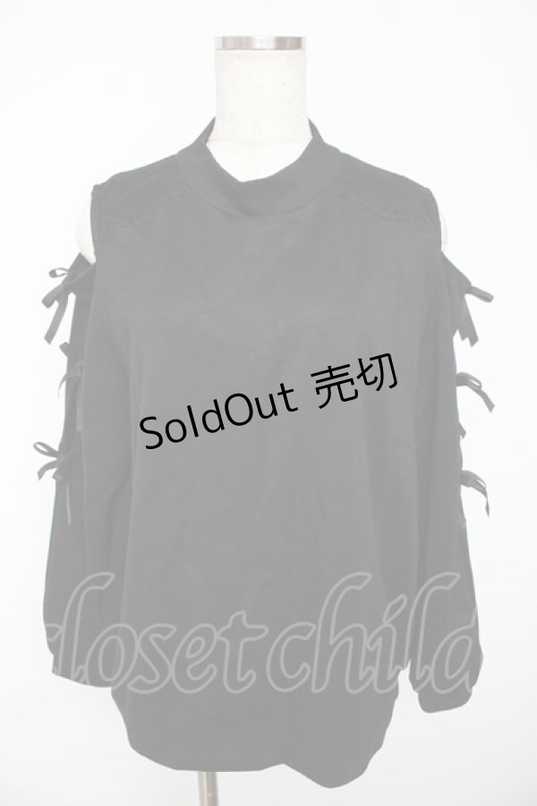 画像1: axes femme / 肩あきリボンデザインプルオーバー  黒 Y-25-11-01-053-AX-TO-SZ-ZY (1)