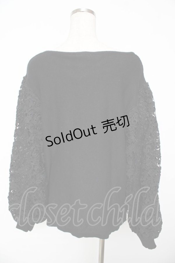 画像2: axes femme / 袖レース刺繍デザインニット L 黒 Y-25-11-01-055-AX-TO-SZ-ZY (2)