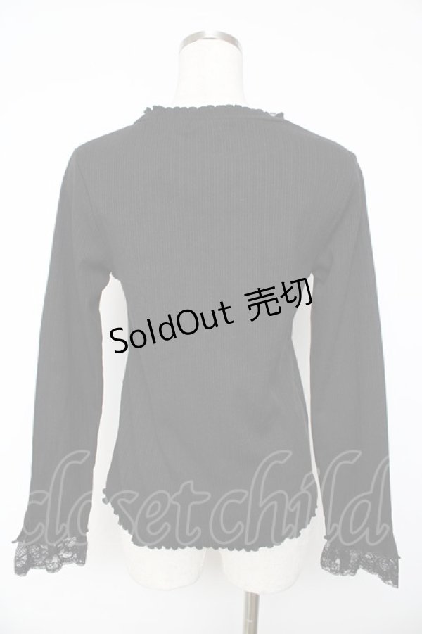 画像2: axes femme / キラキラお花ビジューリブプルオーバー M 黒 Y-25-11-01-056-AX-TO-SZ-ZY (2)