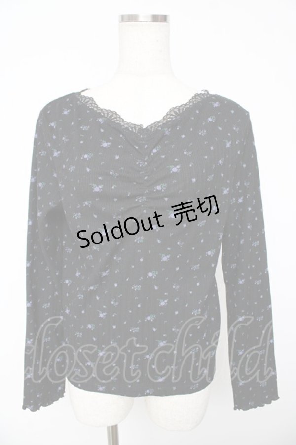 画像1: axes femme / 小花プリントリブインナー M 黒 Y-25-11-01-057-AX-TO-SZ-ZY (1)