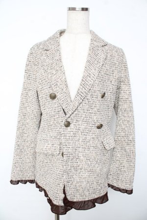 画像: axes femme / ツイードダブルジャケット  ベージュ Y-25-11-01-059-AX-JA-SZ-ZY