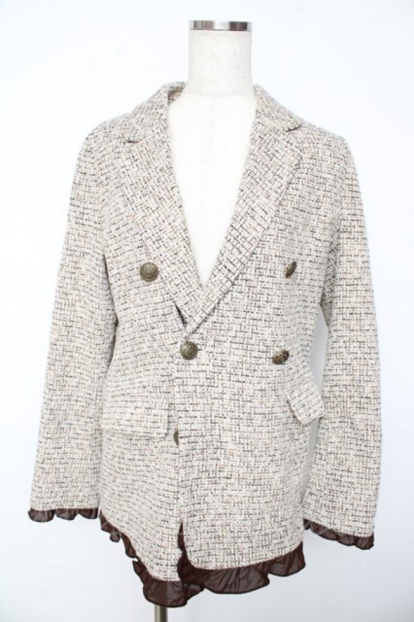 画像1: axes femme / ツイードダブルジャケット  ベージュ Y-25-11-01-059-AX-JA-SZ-ZY (1)