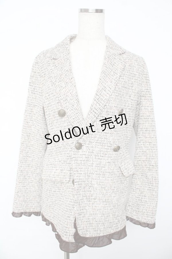 画像1: axes femme / ツイードダブルジャケット  ベージュ Y-25-11-01-059-AX-JA-SZ-ZI (1)