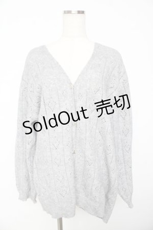 画像: axes femme POETIQUE / ハート透かし編みニットカーディガン  グレー Y-25-11-01-060-AX-TO-SZ-ZY