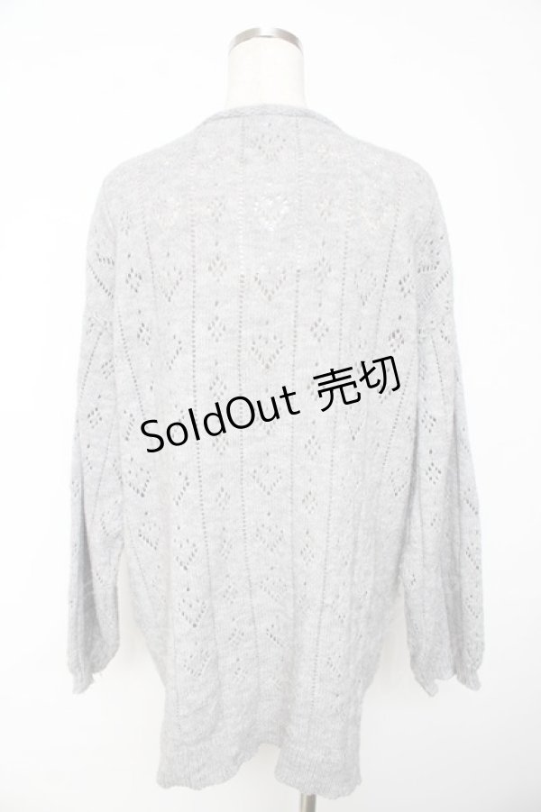 画像2: axes femme POETIQUE / ハート透かし編みニットカーディガン  グレー Y-25-11-01-060-AX-TO-SZ-ZY (2)