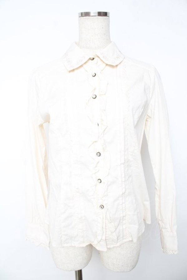 画像1: axes femme / ローズ刺繍ブラウス M キナリ Y-25-11-01-063-AX-BL-SZ-ZY (1)