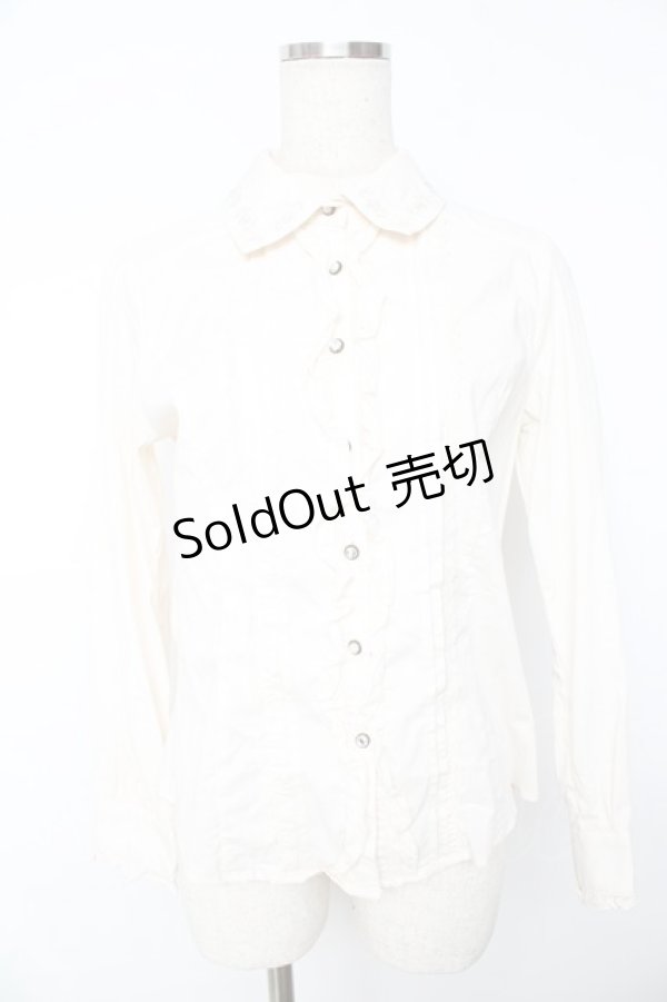 画像1: axes femme / ローズ刺繍ブラウス M キナリ Y-25-11-01-063-AX-BL-SZ-ZY (1)