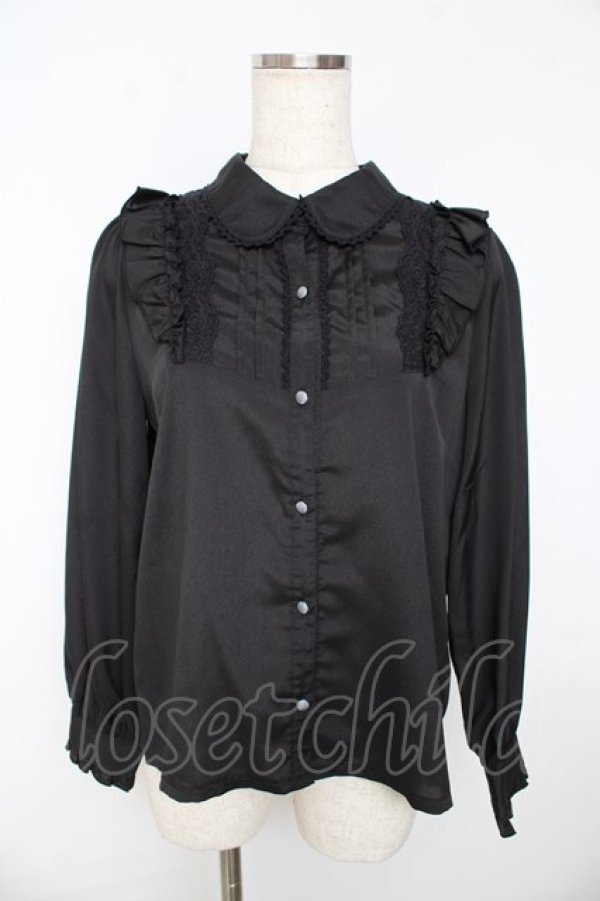 画像1: axes femme / 花リボンブローチ付きブラウス M 黒 Y-25-11-01-064-AX-BL-SZ-ZY (1)