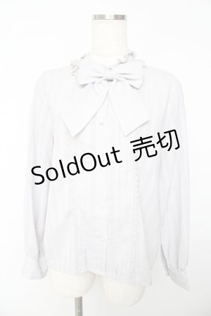 画像: axes femme kawaii / ストライプリボンブラウス M グレー Y-25-11-01-065-AX-BL-SZ-ZY