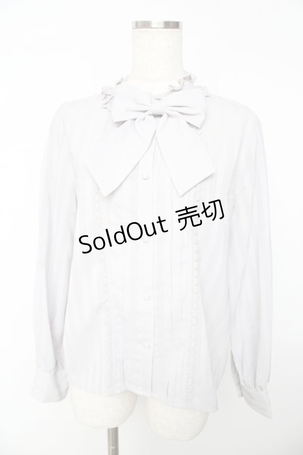 画像1: axes femme kawaii / ストライプリボンブラウス M グレー Y-25-11-01-065-AX-BL-SZ-ZY (1)