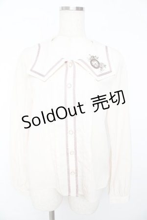 画像: axes femme POETIQUE / 時計刺繍セーラーブラウス M キナリ Y-25-11-01-066-AX-BL-SZ-ZY