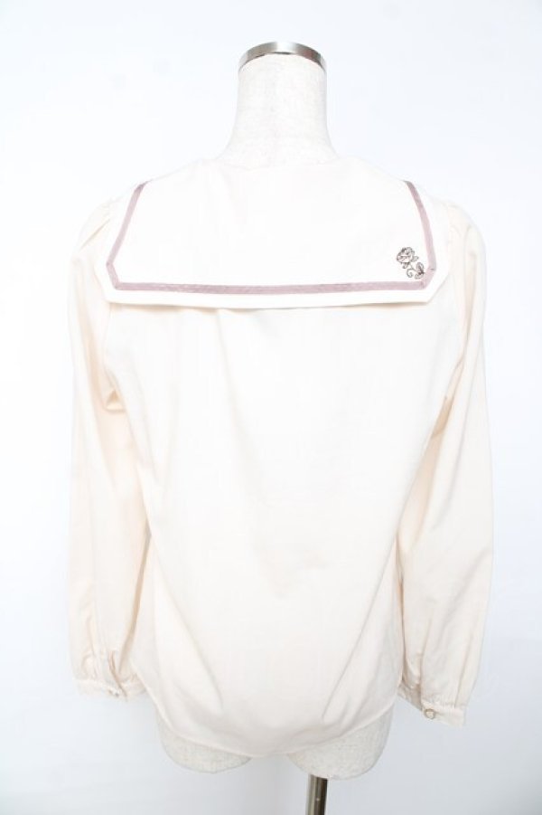 画像2: axes femme POETIQUE / 時計刺繍セーラーブラウス M キナリ Y-25-11-01-066-AX-BL-SZ-ZY (2)