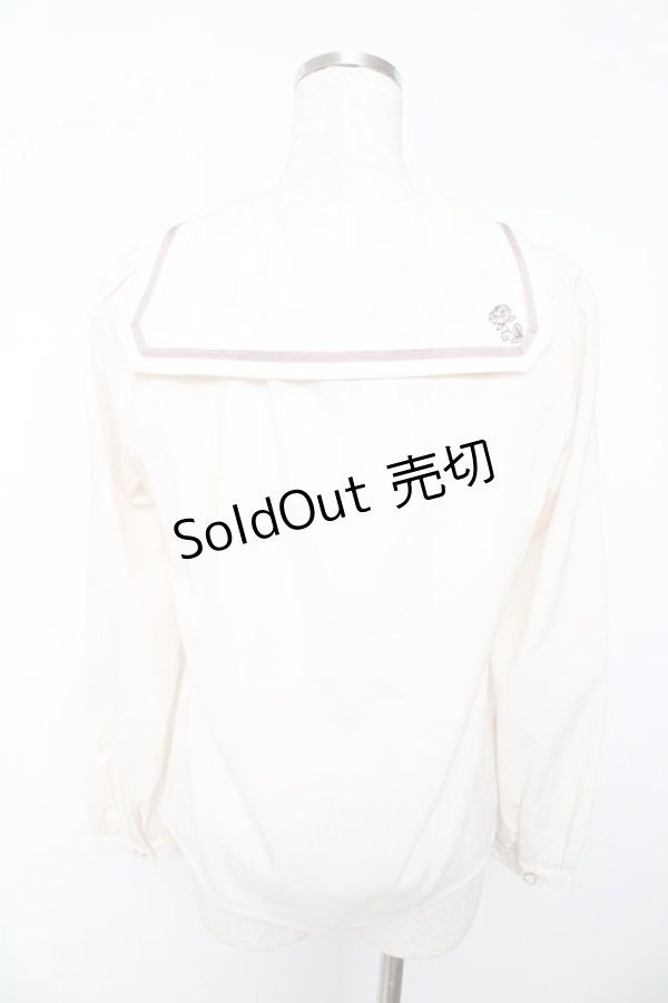 画像2: axes femme POETIQUE / 時計刺繍セーラーブラウス M キナリ Y-25-11-01-066-AX-BL-SZ-ZY (2)