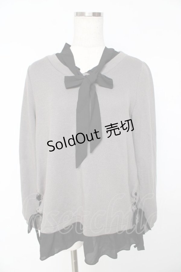 画像1: axes femme / ボウタイシャツレイヤードプルオーバー M グレー Y-25-11-01-067-AX-TO-SZ-ZY (1)