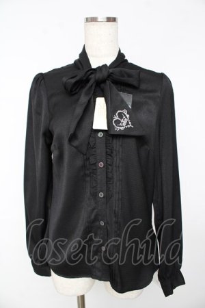 画像: Secret Honey / フロントフリルボウタイブラウス 2 黒 Y-25-11-01-068-CA-BL-SZ-ZY