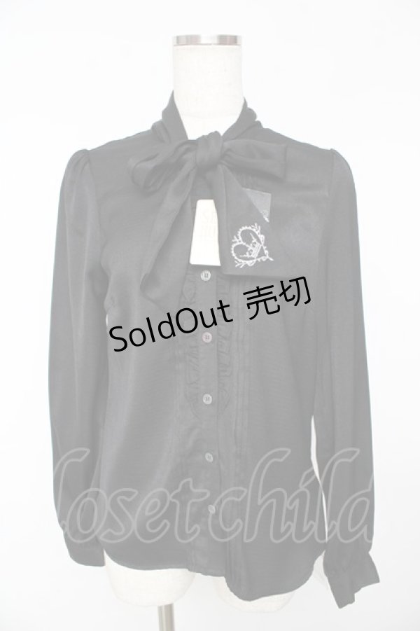 画像1: Secret Honey / フロントフリルボウタイブラウス 2 黒 Y-25-11-01-068-CA-BL-SZ-ZY (1)