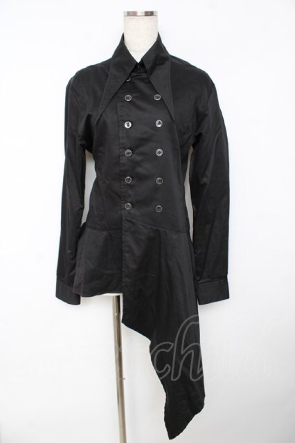 画像1: BPN FOR MEN / アシンメトリーロングシャツ M 黒 Y-25-11-01-072-GO-BL-SZ-ZY (1)