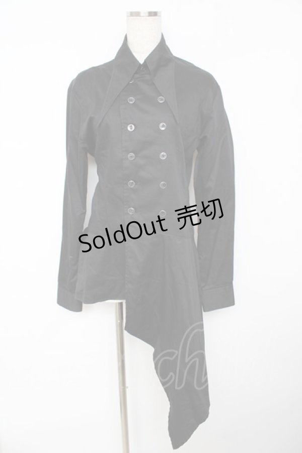 画像1: BPN FOR MEN / アシンメトリーロングシャツ M 黒 Y-25-11-01-072-GO-BL-SZ-ZY (1)