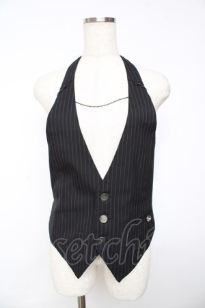 画像: BPN FOR MEN / ピンストライプホルターベスト M 黒 Y-25-11-01-073-GO-TO-SZ-ZY