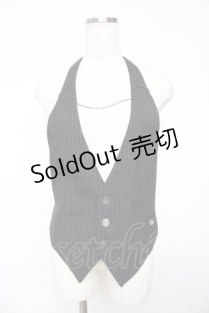 画像: BPN FOR MEN / ピンストライプホルターベスト M 黒 Y-25-11-01-073-GO-TO-SZ-ZY