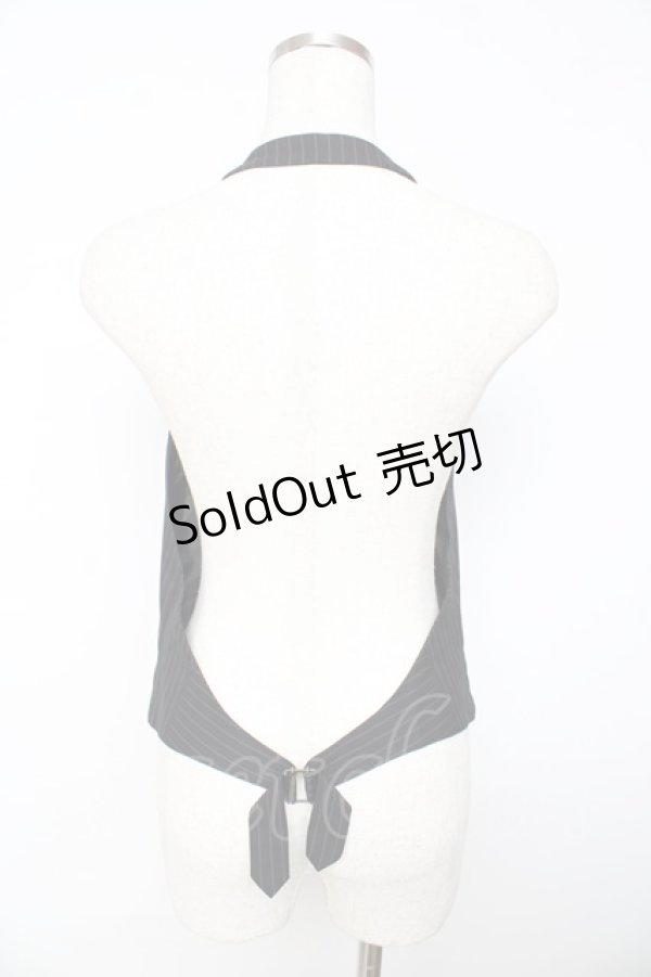 画像2: BPN FOR MEN / ピンストライプホルターベスト M 黒 Y-25-11-01-073-GO-TO-SZ-ZY (2)